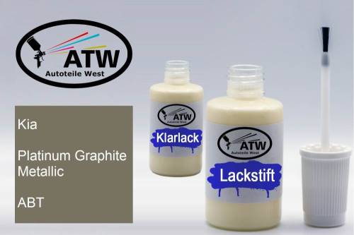 Kia, Platinum Graphite Metallic, ABT: 20ml Lackstift + 20ml Klarlack - Set, von ATW Autoteile West.